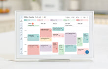 Load image into Gallery viewer, Color-coded weekly events organized on the Skylight 15-inch smart family calendar.
